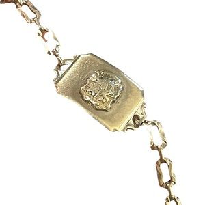 Vintage sterling silver 925 1940s Coat of arms ID bracelet with square link